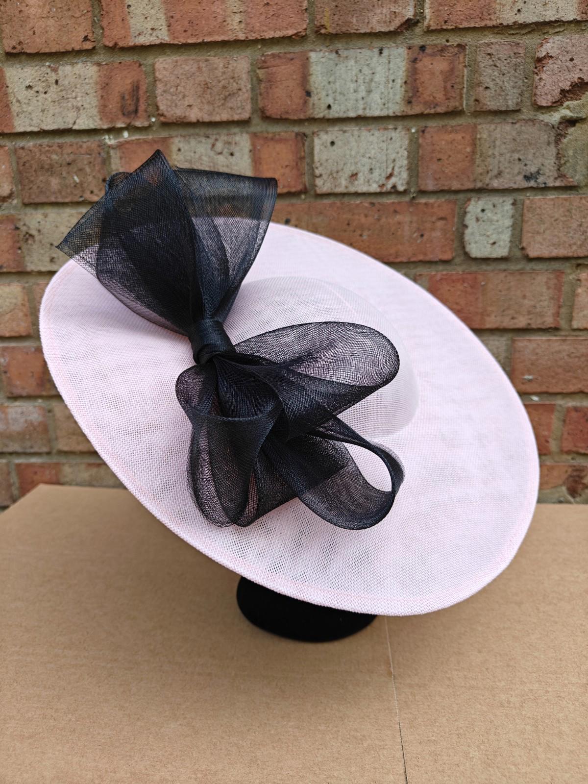 pink black large fascinator headband wedding hat  Kentucky Derby Royal Ascot bow