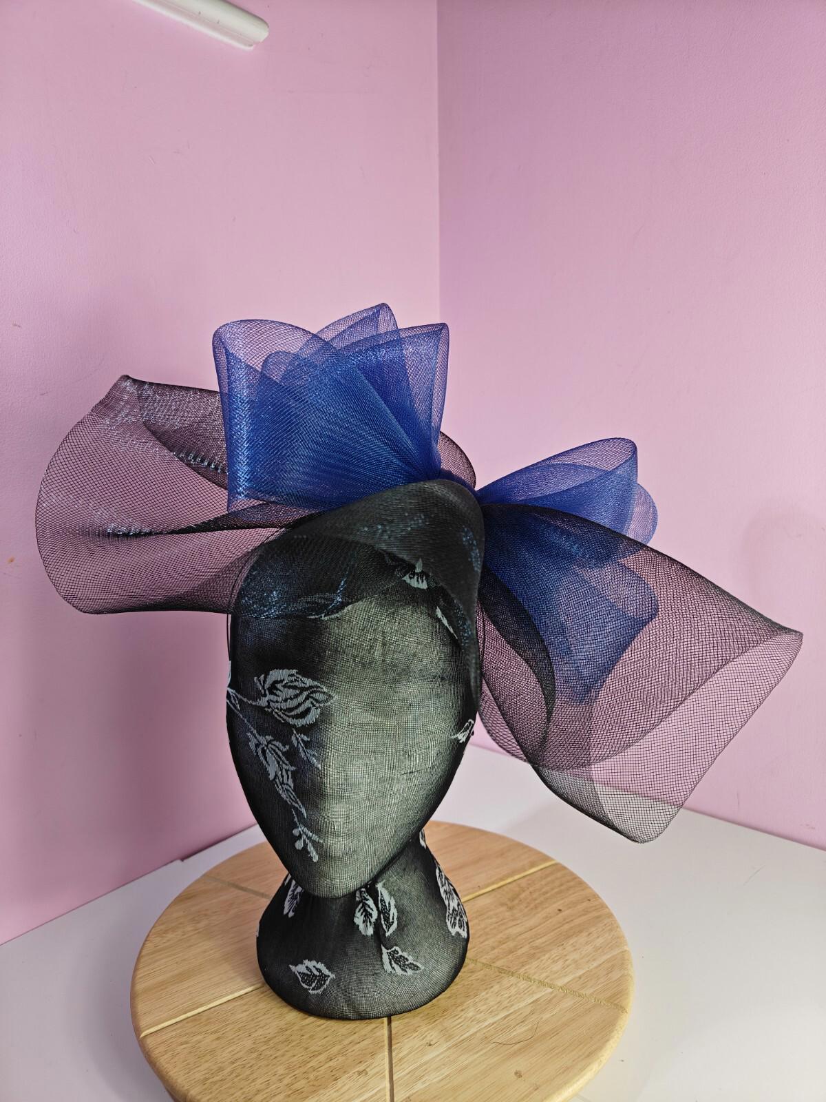black blue fascinator millinery headband derby wedding hat ascot race