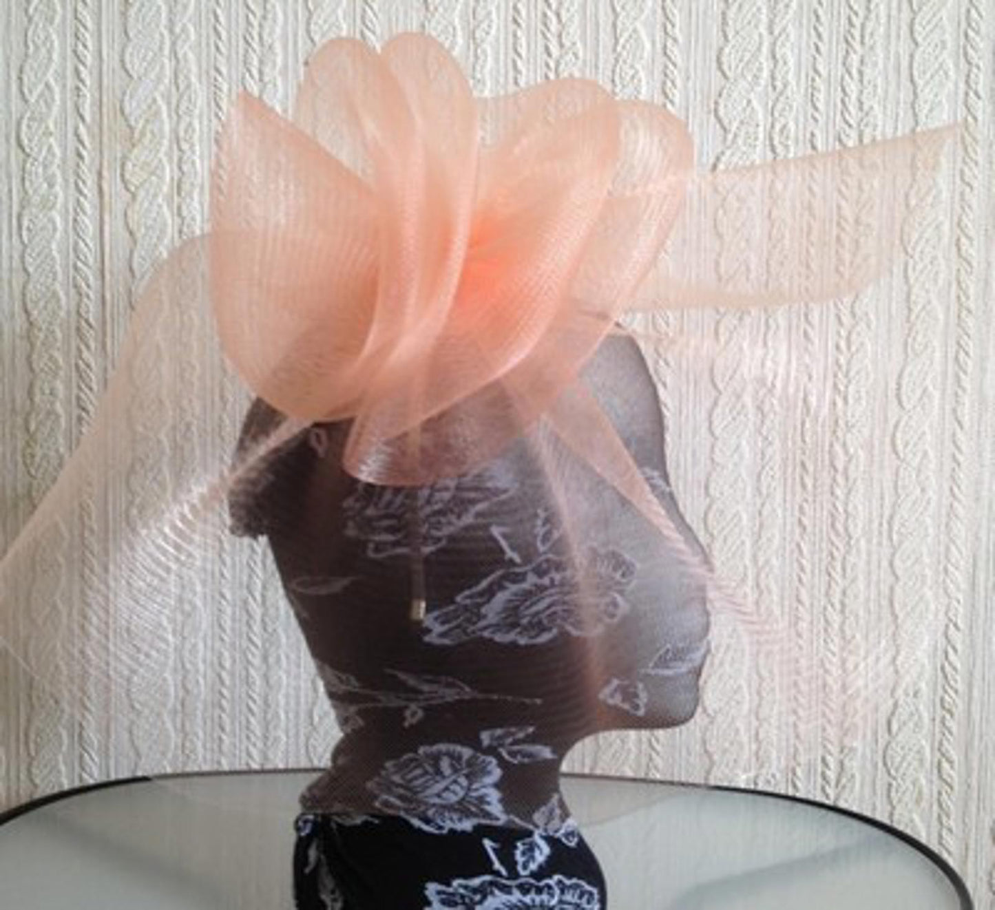 nude peach coral headband fascinator millinery hat wedding ascot hair piece race