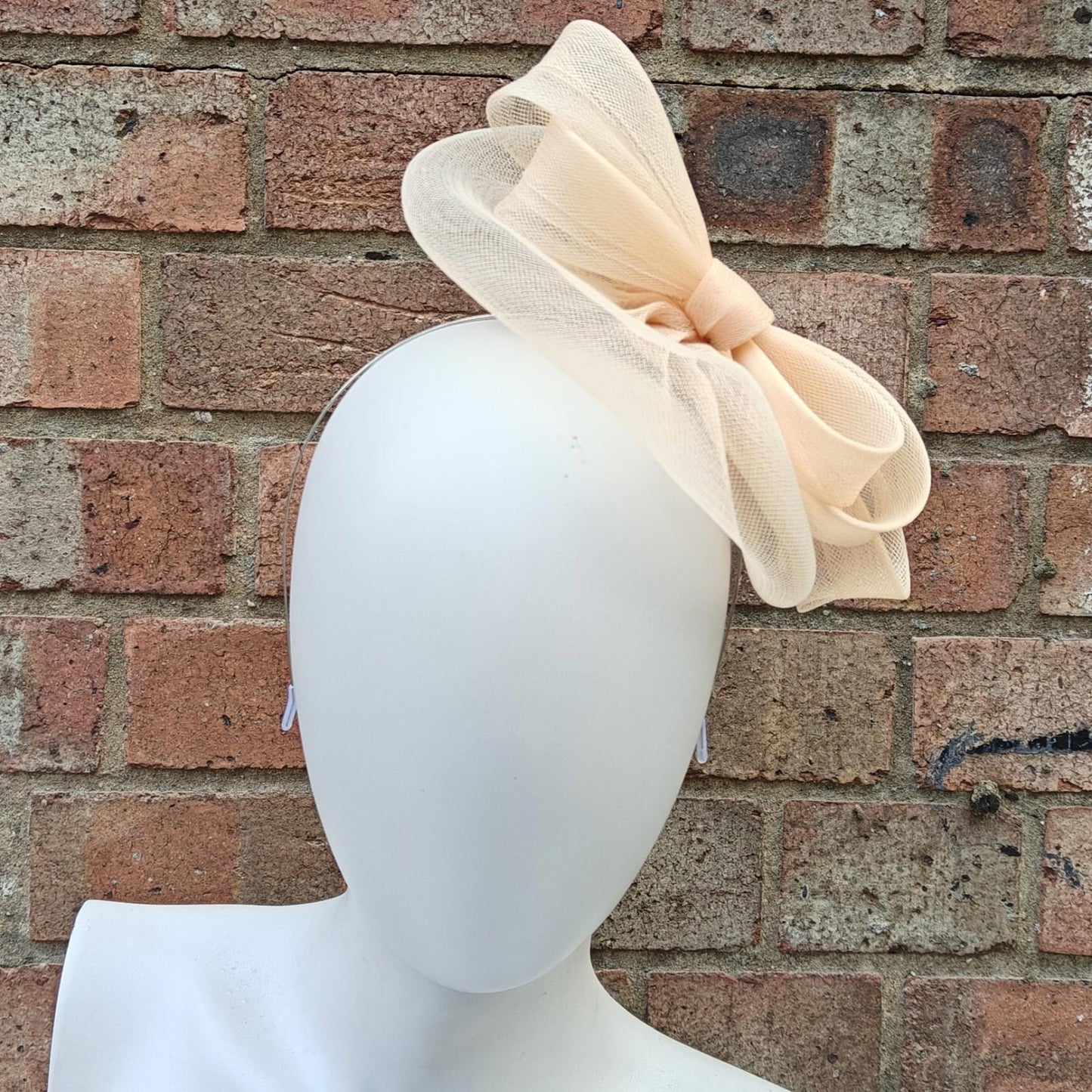 nude peach handmade fascinator millinery headband wedding hat race party