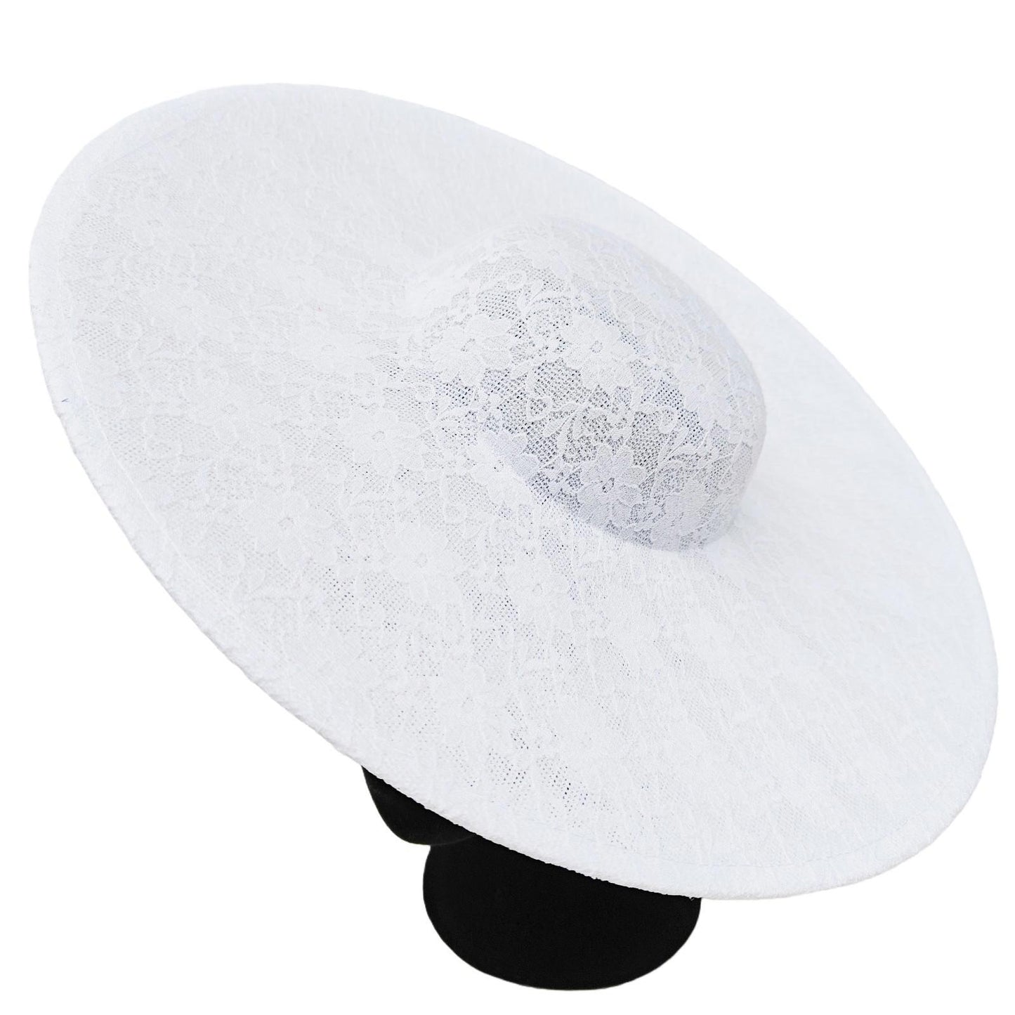 white lace large wide brim DIY fascinator base wedding hat Kentucky Derby Ascot