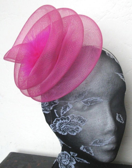 hot pink headband crinoline fascinator millinery hat wedding ascot