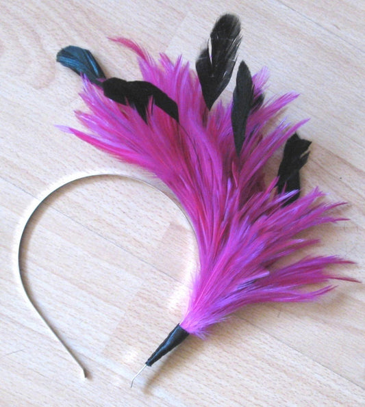 hot pink feather headband fascinator millinery wedding