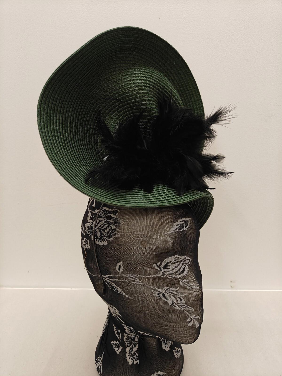 green black flower large straw fascinator millinery burlesque headband wedding