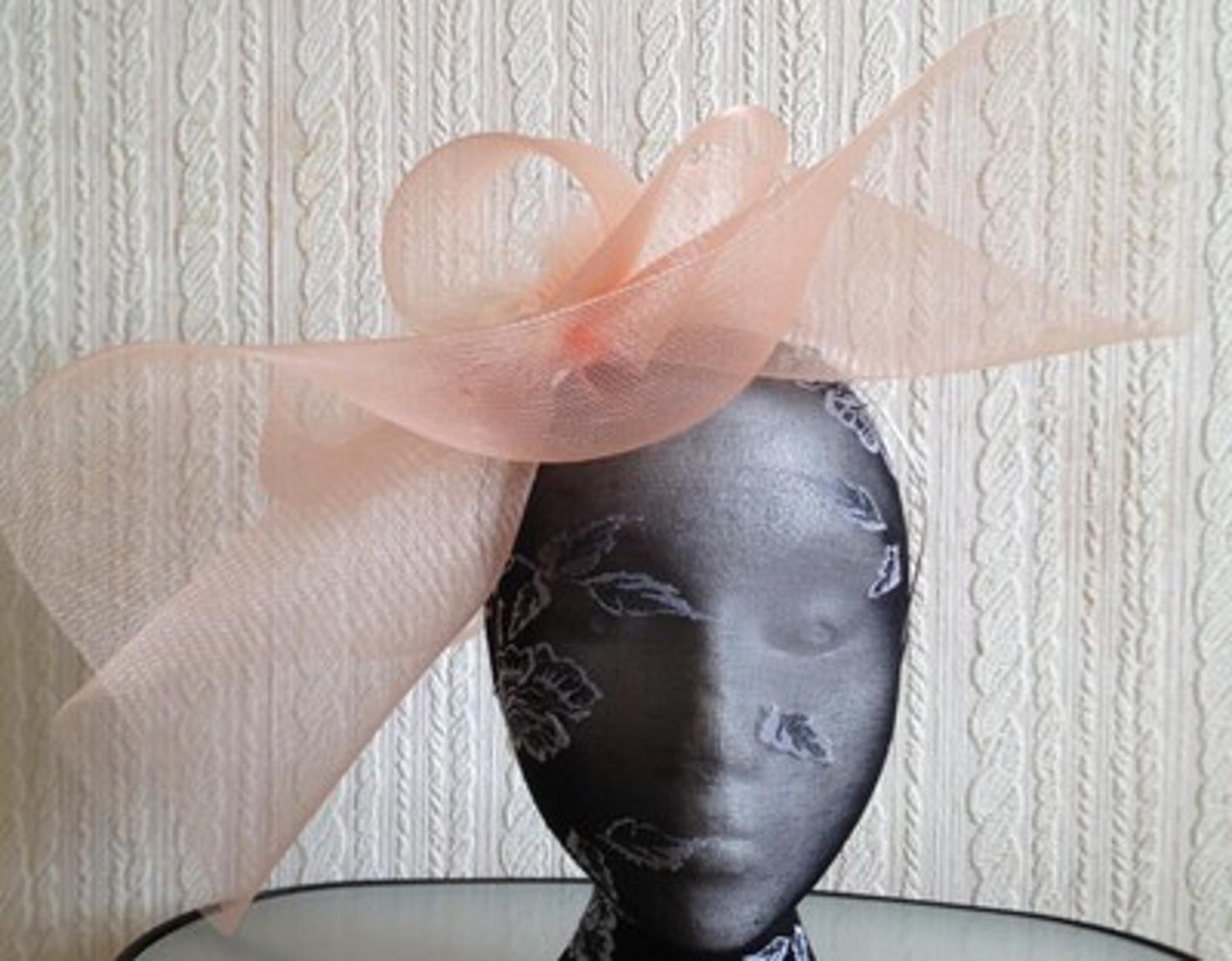 nude peach coral feather headband fascinator millinery hat wedding ascot race
