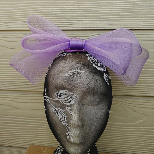 lilac purple bow hair clip brooch fascinator millinery wedding hat race party