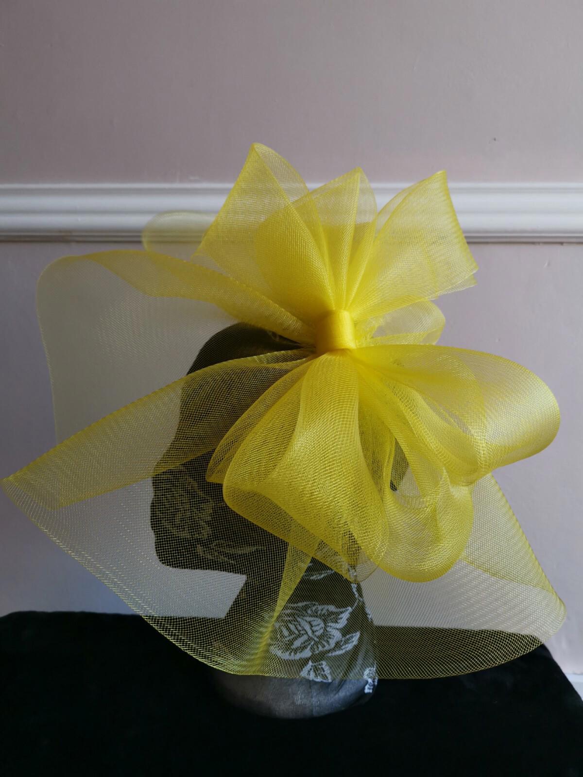 yellow fascinator millinery burlesque headband wedding hat hair piece ascot race