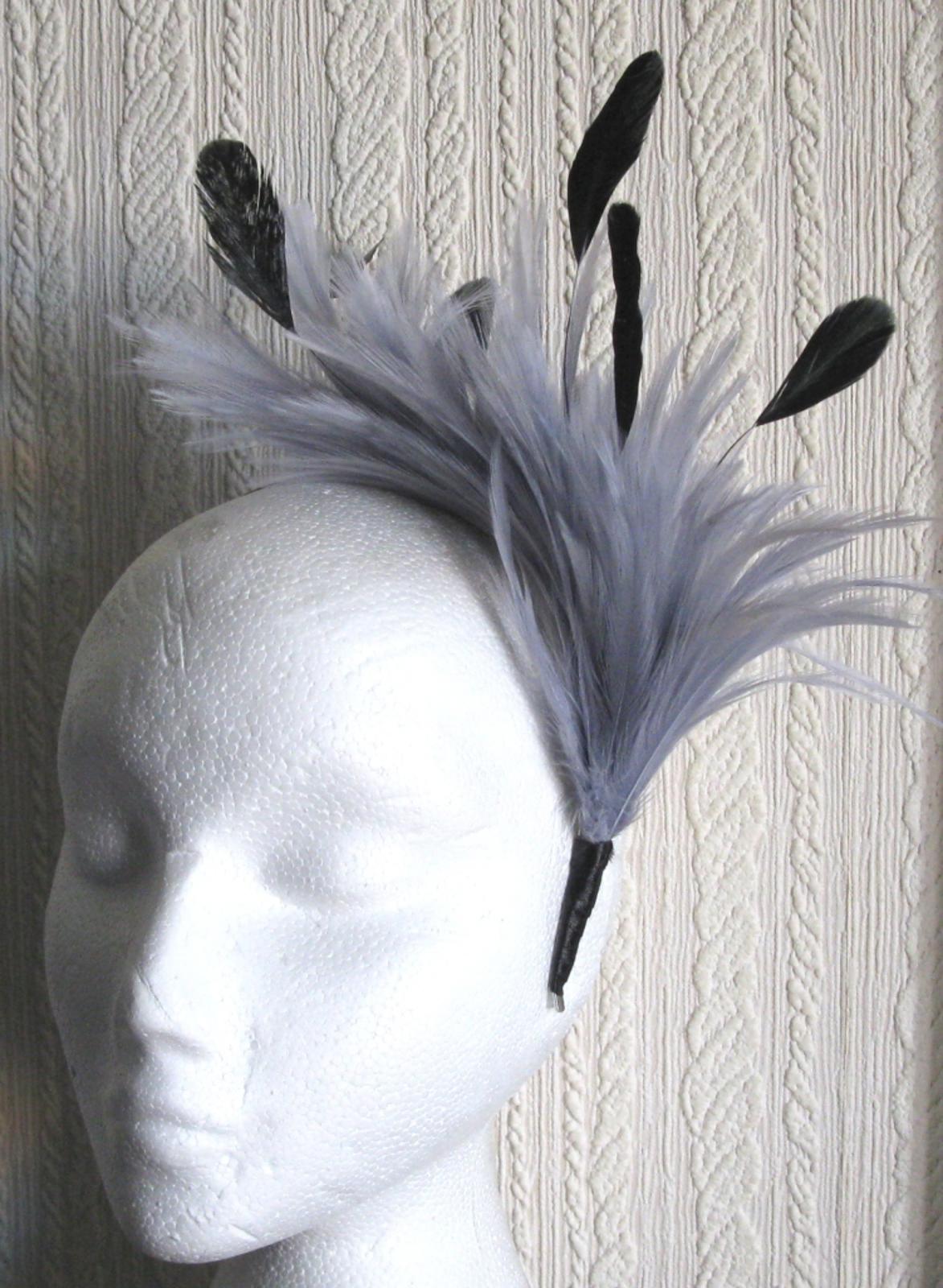 grey feather headband fascinator millinery wedding