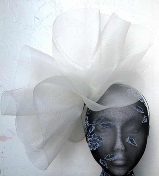 ivory feather fascinator millinery burlesque headband wedding hat hair piece