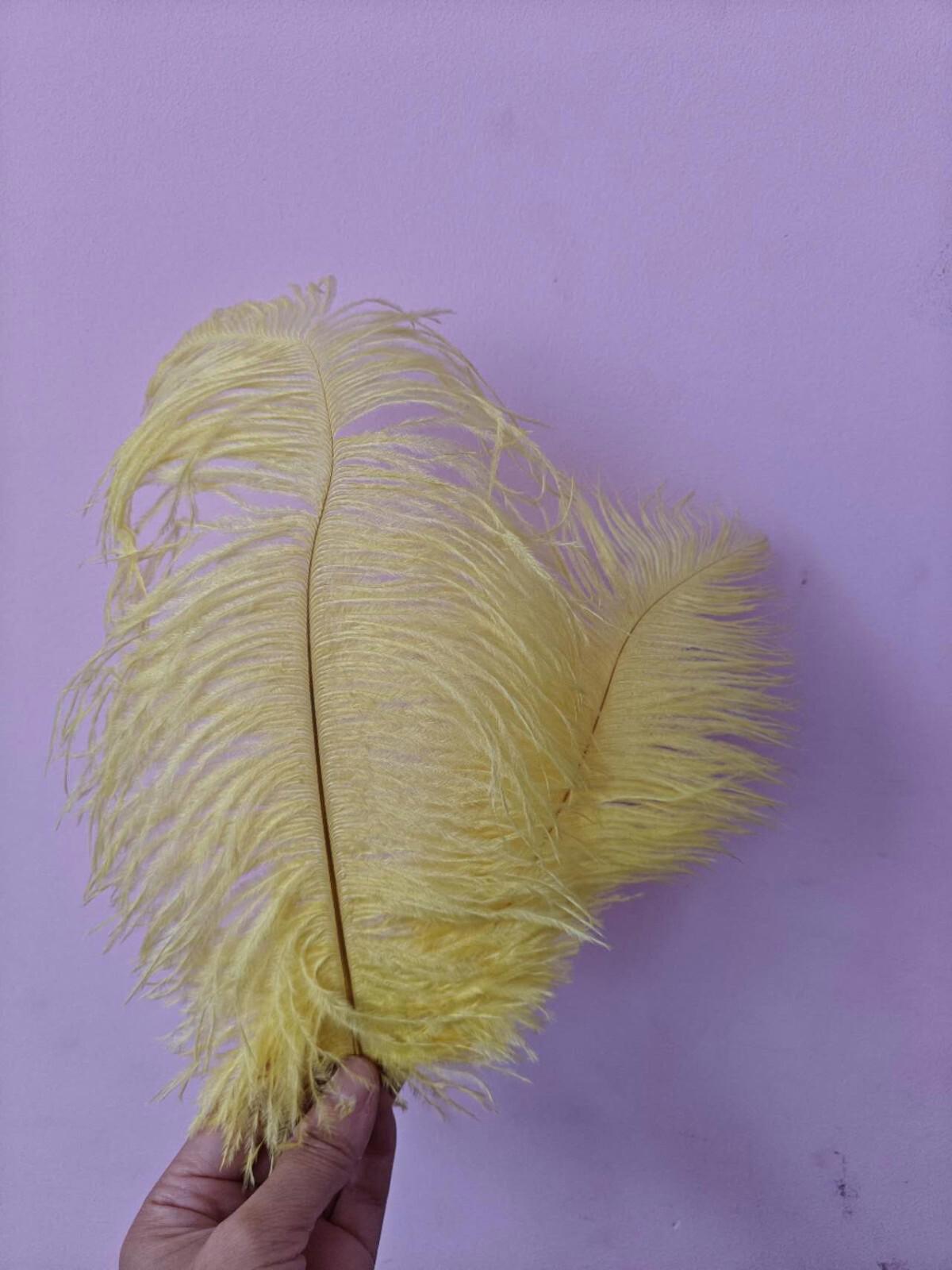yellow ostrich feather hair clip grip fascinator fancy dress costume dance party