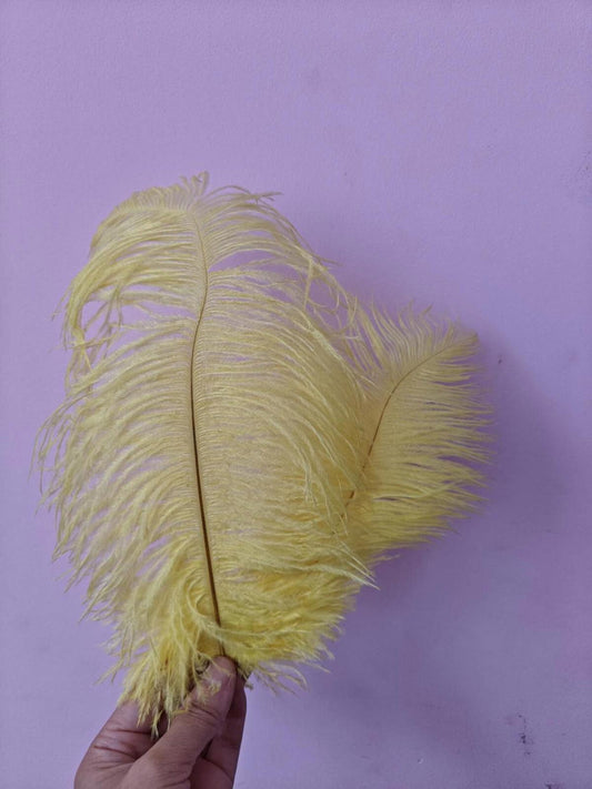 yellow ostrich feather hair clip grip fascinator fancy dress costume dance party