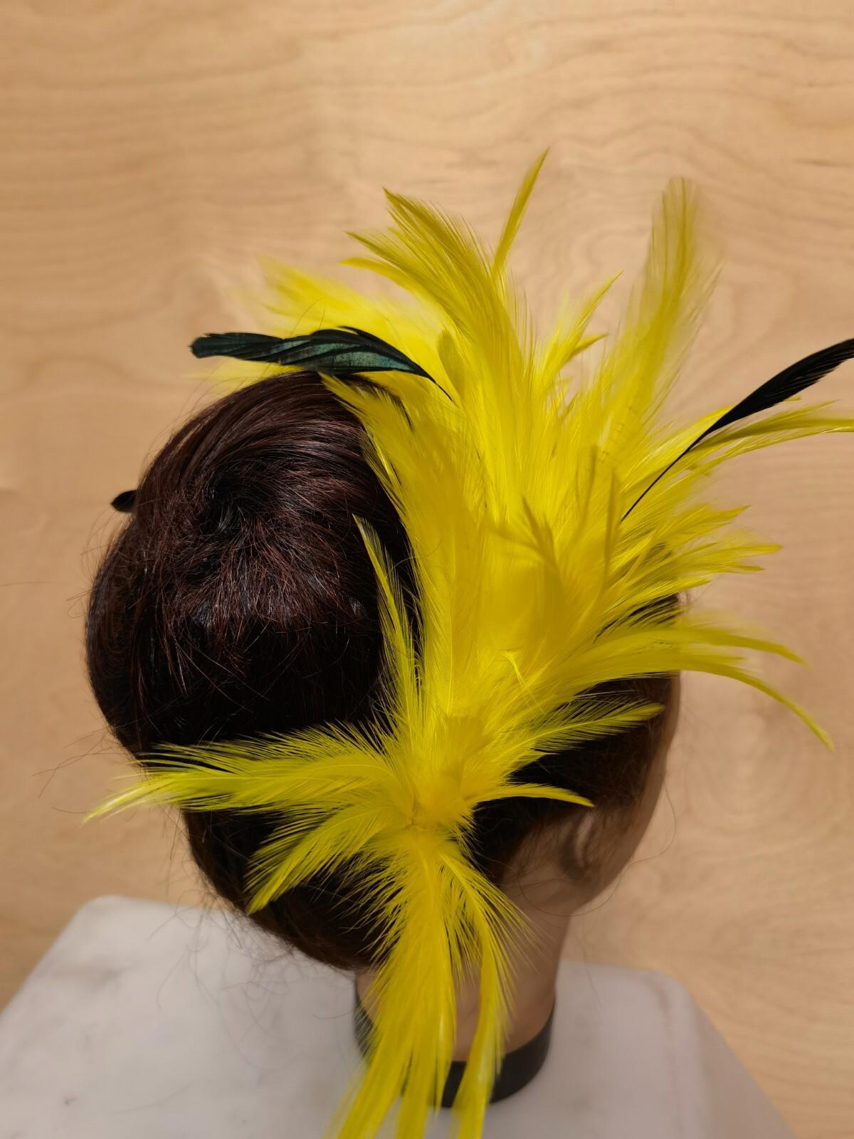 yellow feather comb fascinator millinery wedding hat