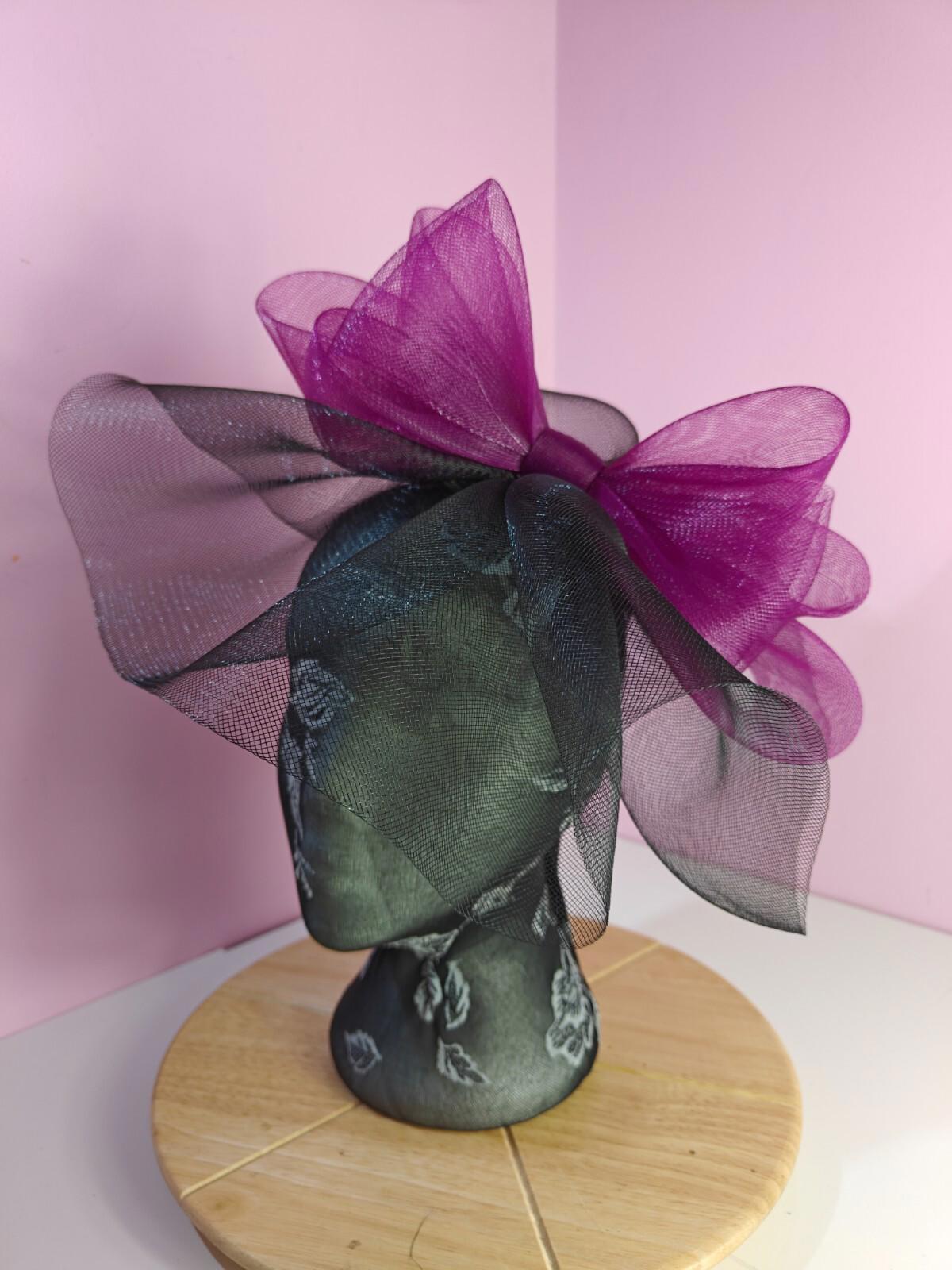 black purple pink fascinator millinery headband derby wedding hat ascot race