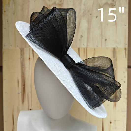 white black lace fascinator wedding hatinator hat Kentucky Derby Royal Ascot bow