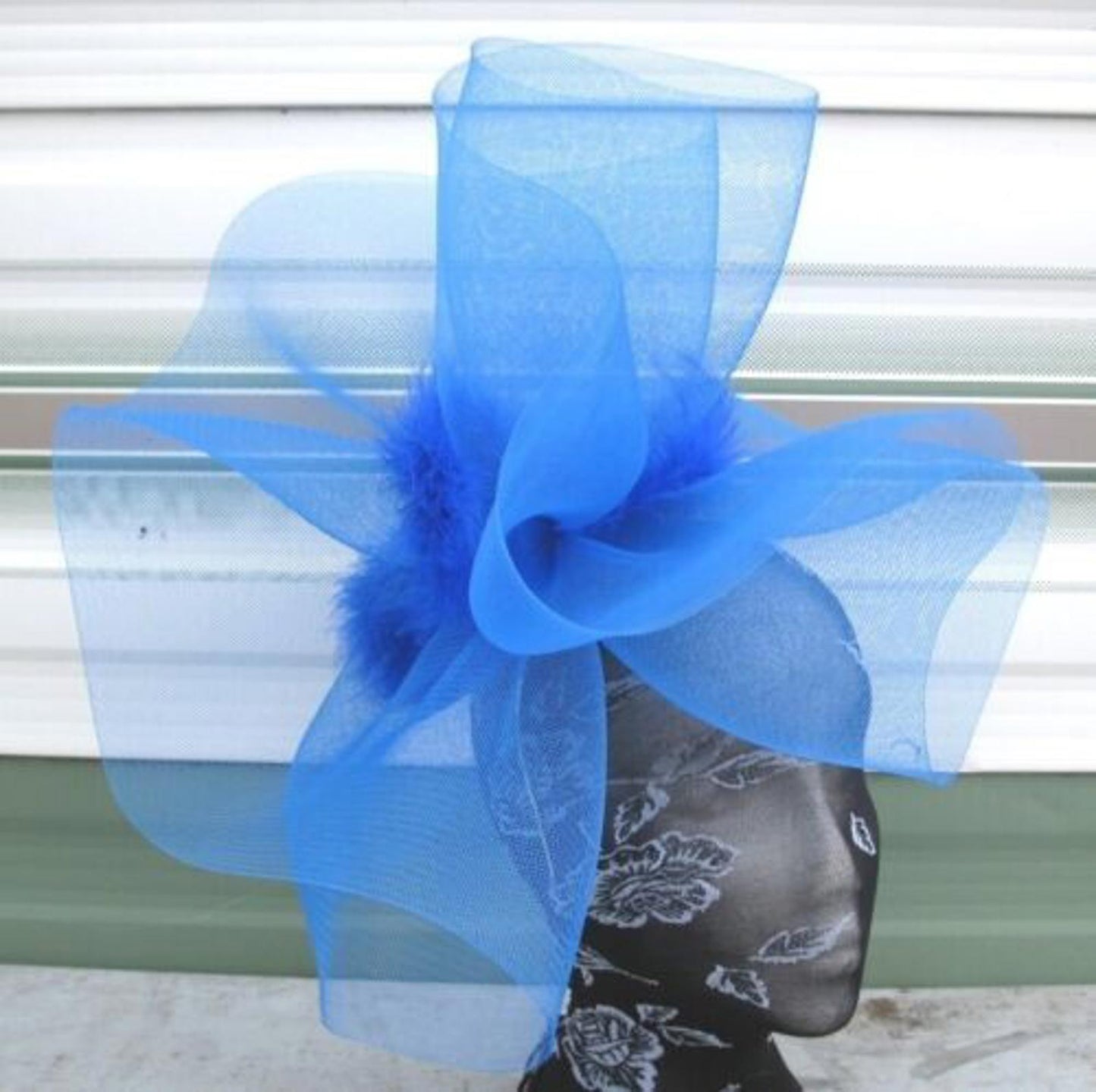 blue fascinator millinery burlesque wedding hat ascot race bridal British