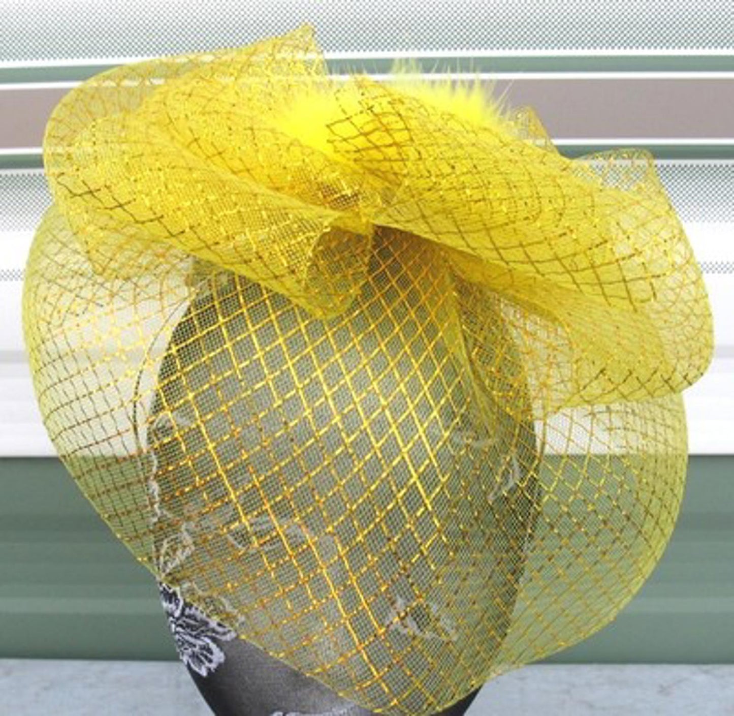 gold feather fascinator millinery burlesque headband wedding hat race ascot