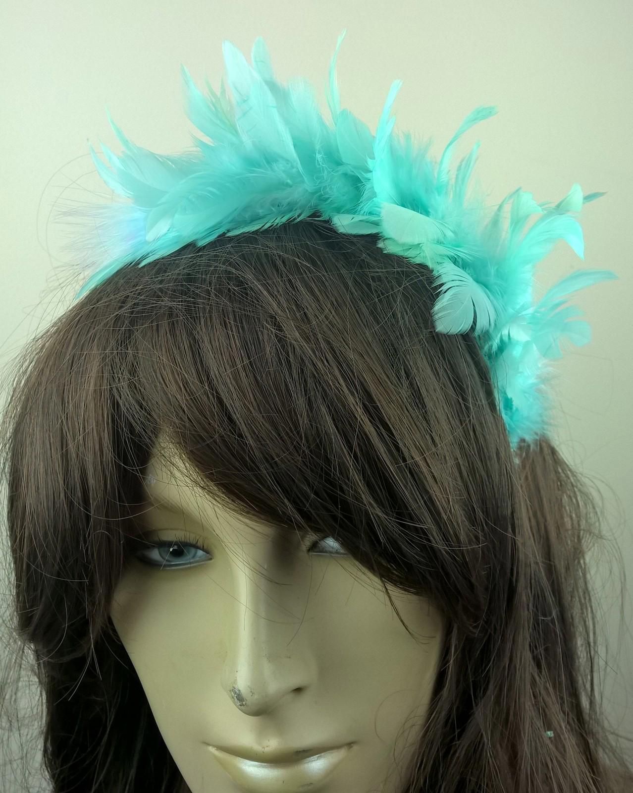 blue feather headband fascinator hair band wedding bridal race party ascot 1
