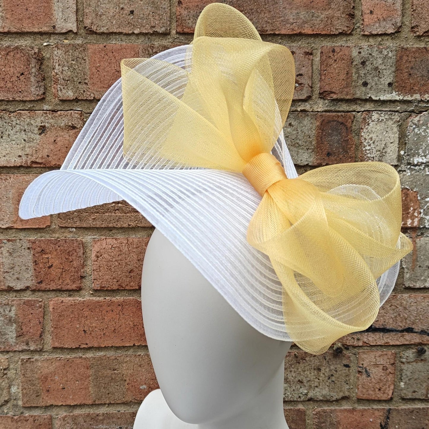 white gold bow crinoline fascinator millinery headband wedding hat party cosplay