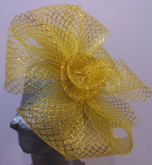 gold fascinator millinery burlesque headband wedding hat hair piece