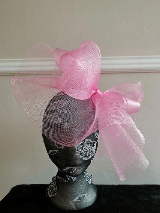 light baby pink fascinator millinery burlesque headband wedding hat hair piece