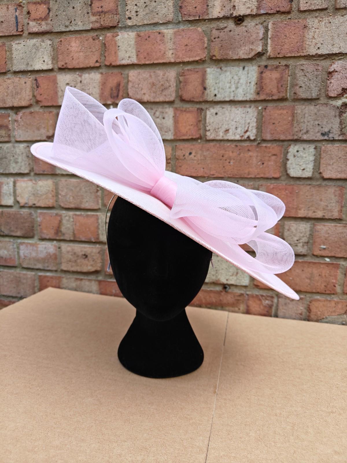baby pink large fascinator headband wedding hat  Kentucky Derby Royal Ascot bow
