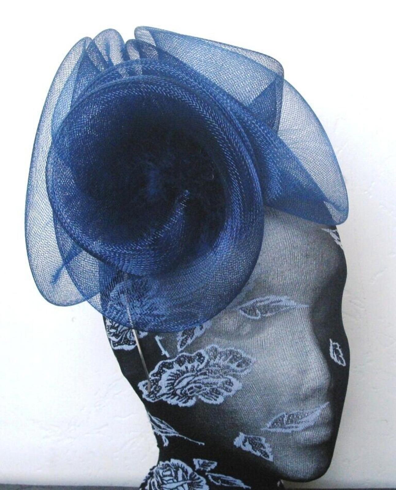 navy blue headband crin fascinator millinery hat wedding ascot