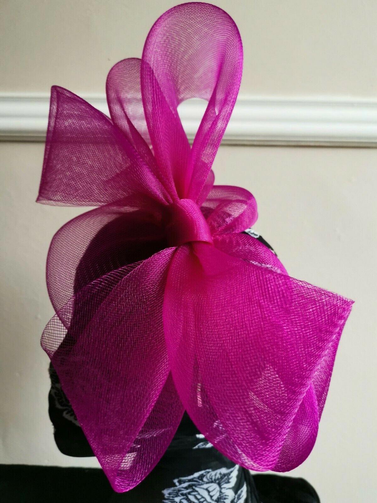 dark plum pink purple headband crinoline fascinator millinery hat wedding ascot