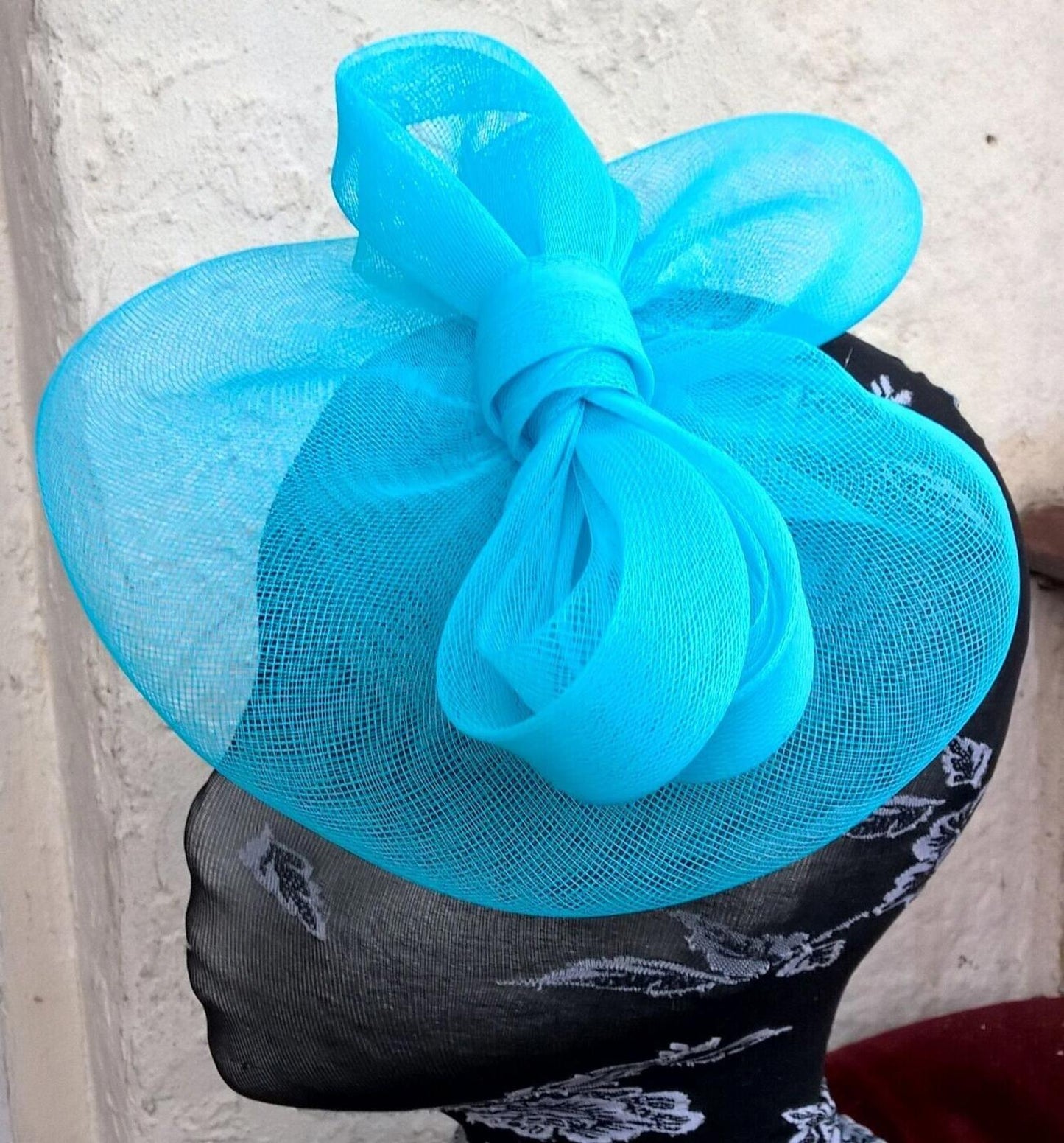 Turquoise blue headband crinoline fascinator millinery hat wedding ascot