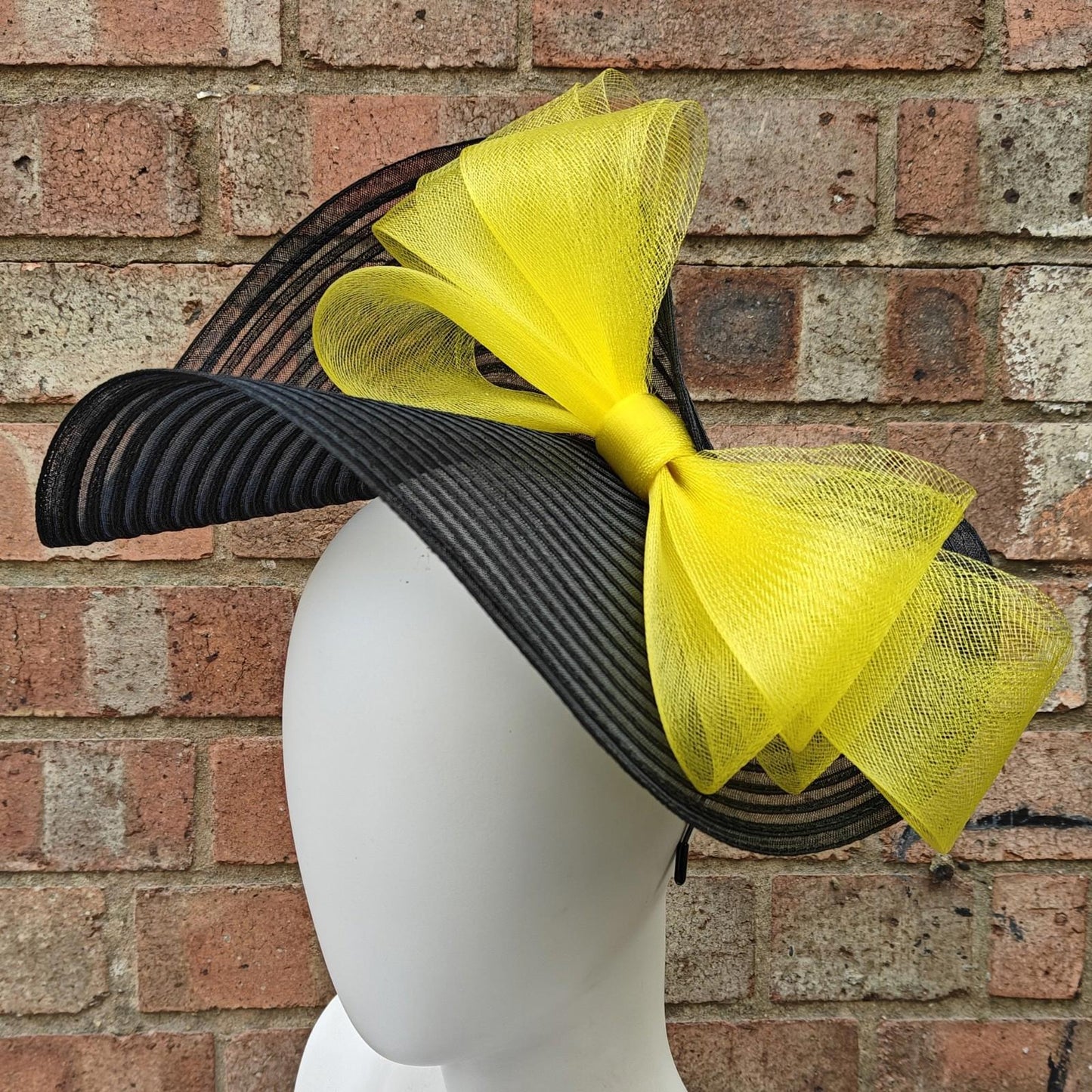 black yellow bow crinoline fascinator millinery headband wedding hat party cosplay