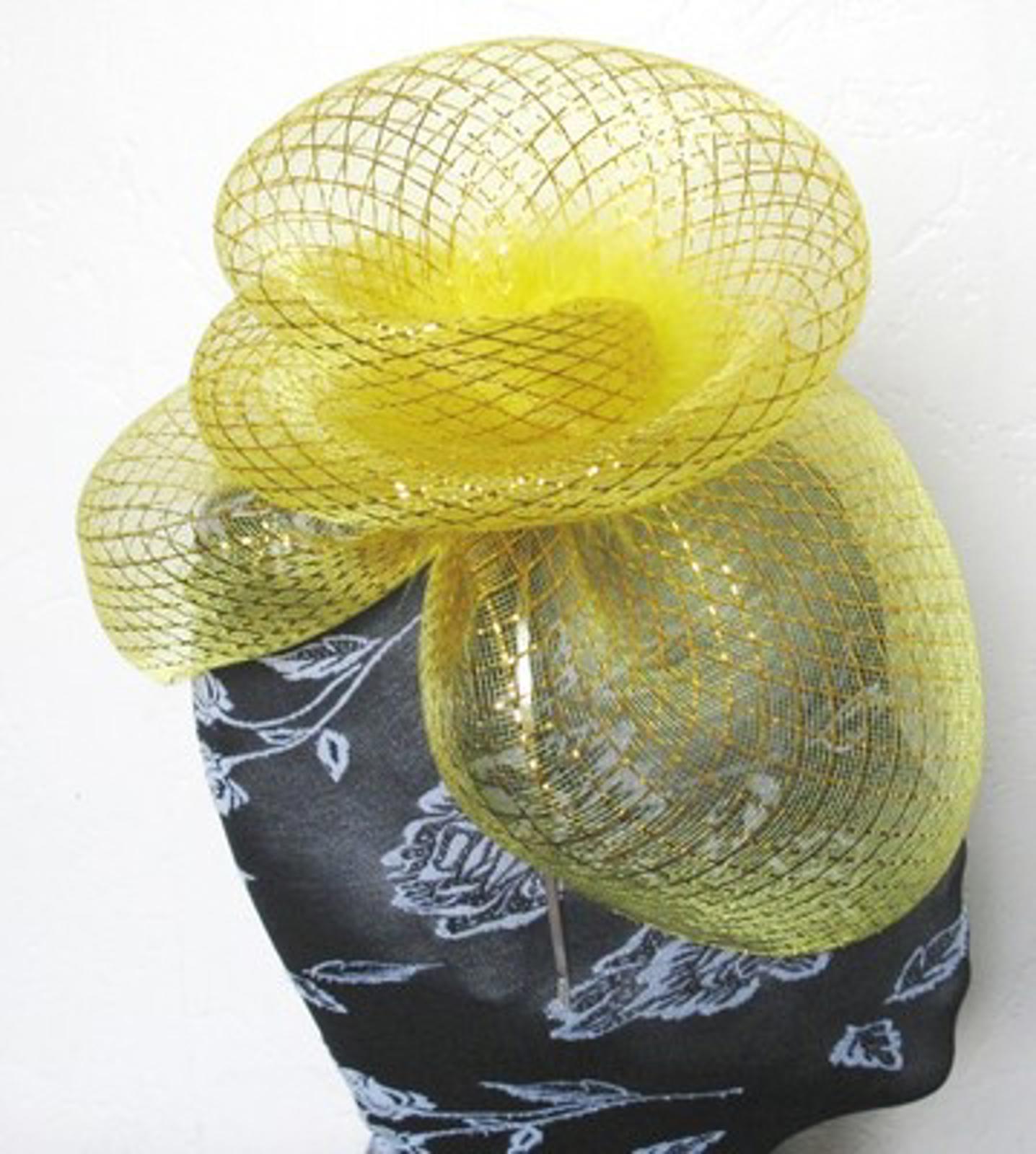 gold feather fascinator millinery burlesque headband wedding hat hair piece