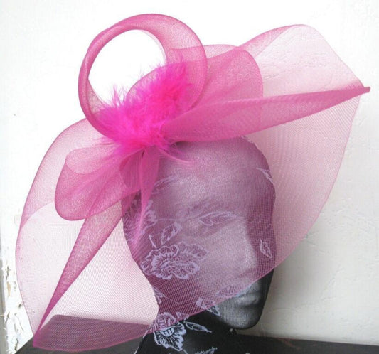 hot pink headband crinoline fascinator millinery hat wedding ascot