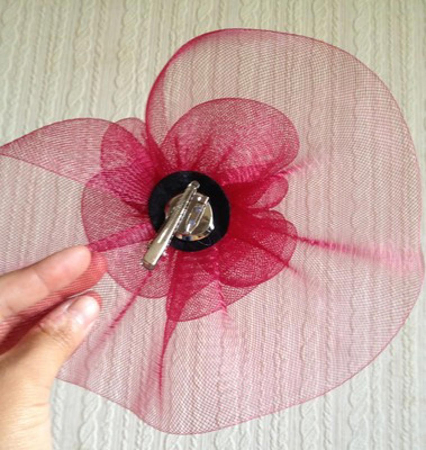 dark red maroon burgundy flower fascinator millinery brooch clip wedding hat