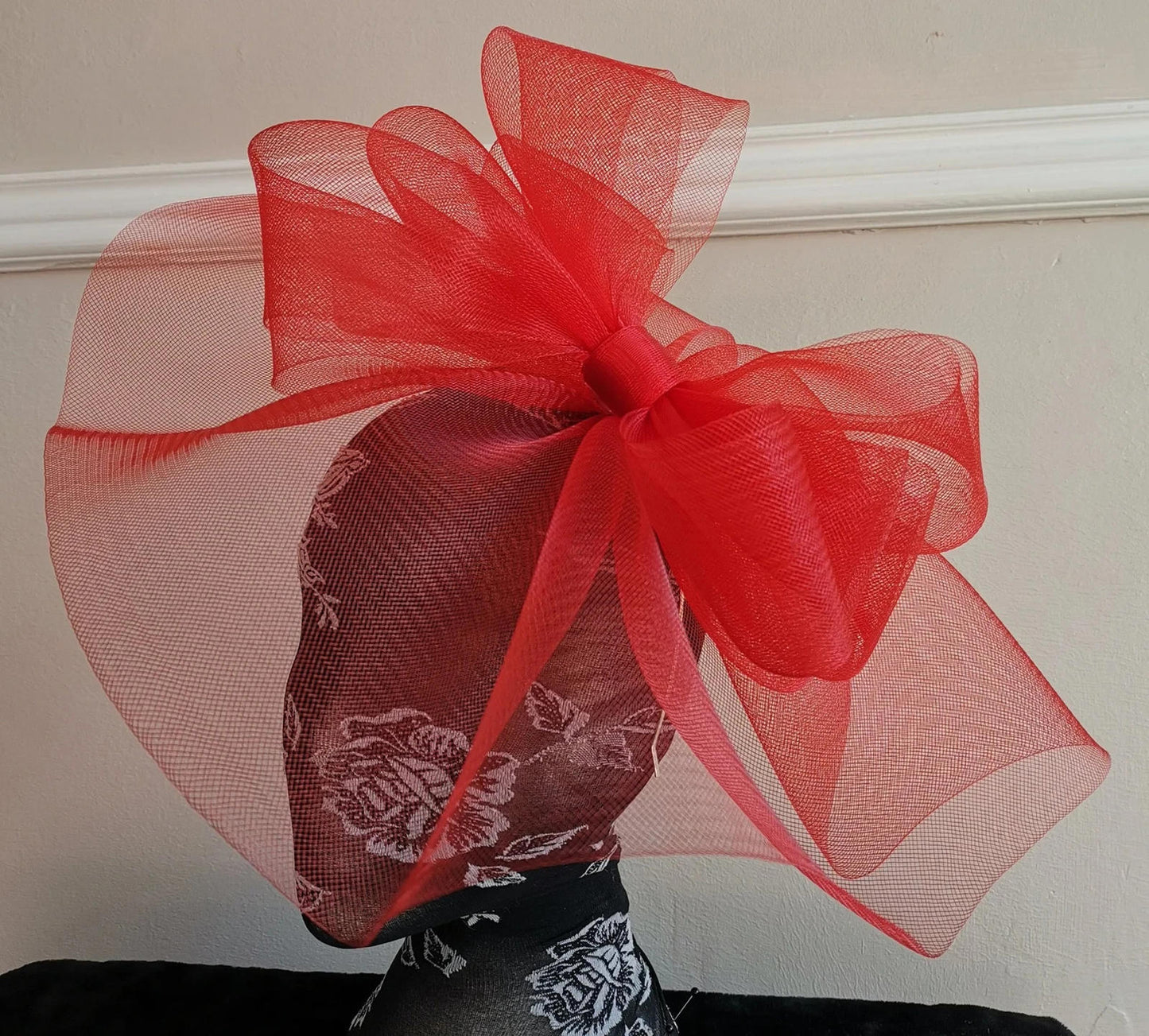 bright red headband crin fascinator millinery hat wedding ascot