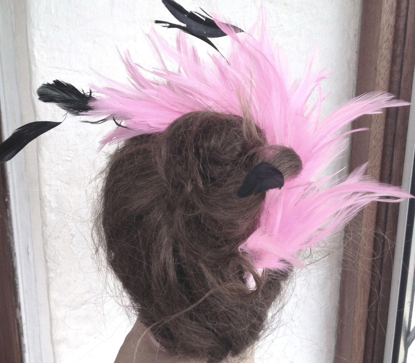 Pink feather comb fascinator millinery bridal wedding hat hair piece race