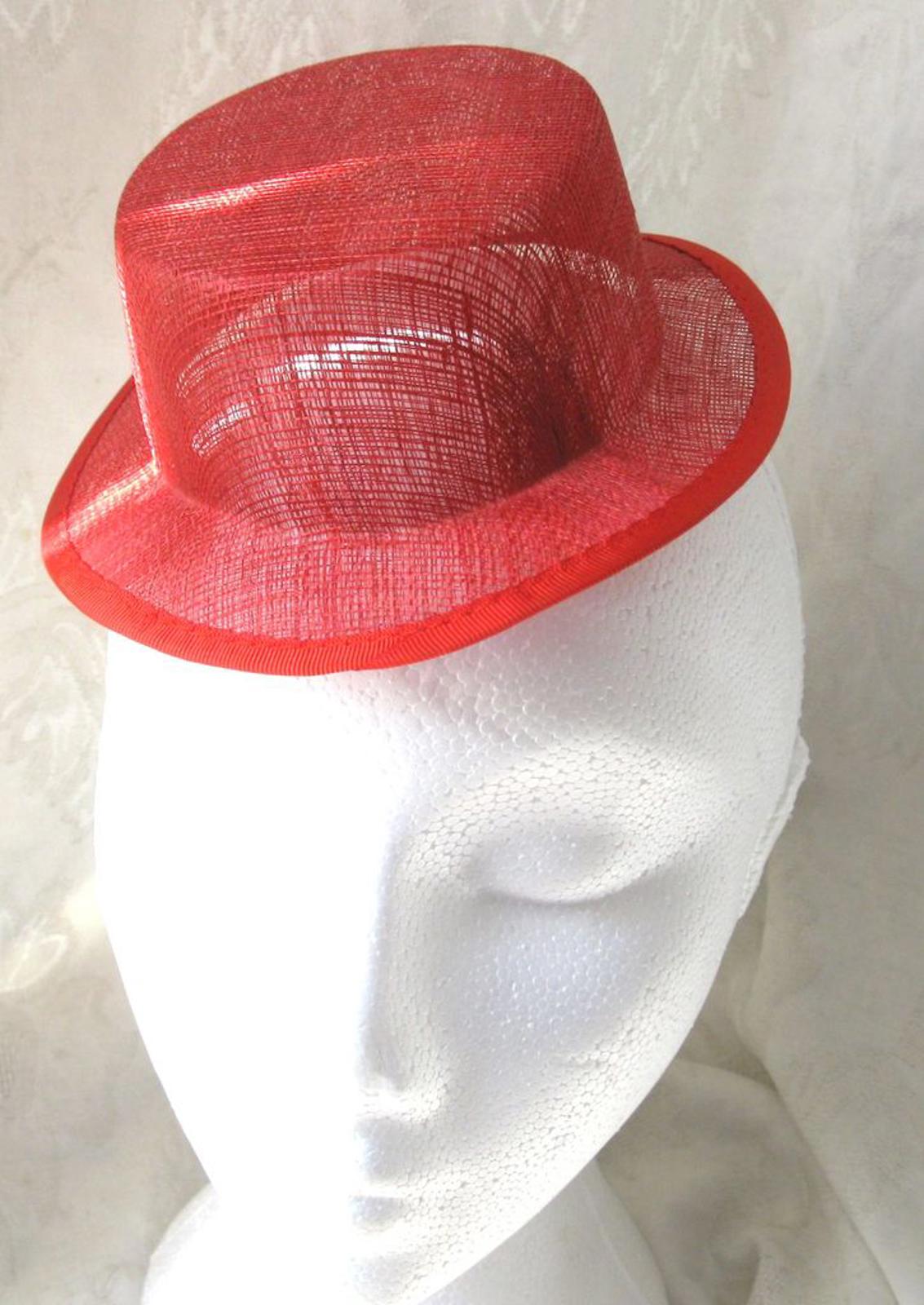 red sinamay mini top hat fascinator millinery base
