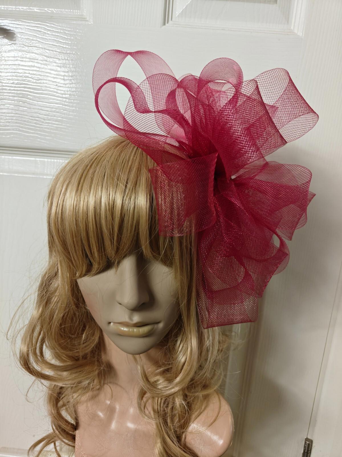 dark wine red fascinator millinery burlesque headband wedding hat ascot race
