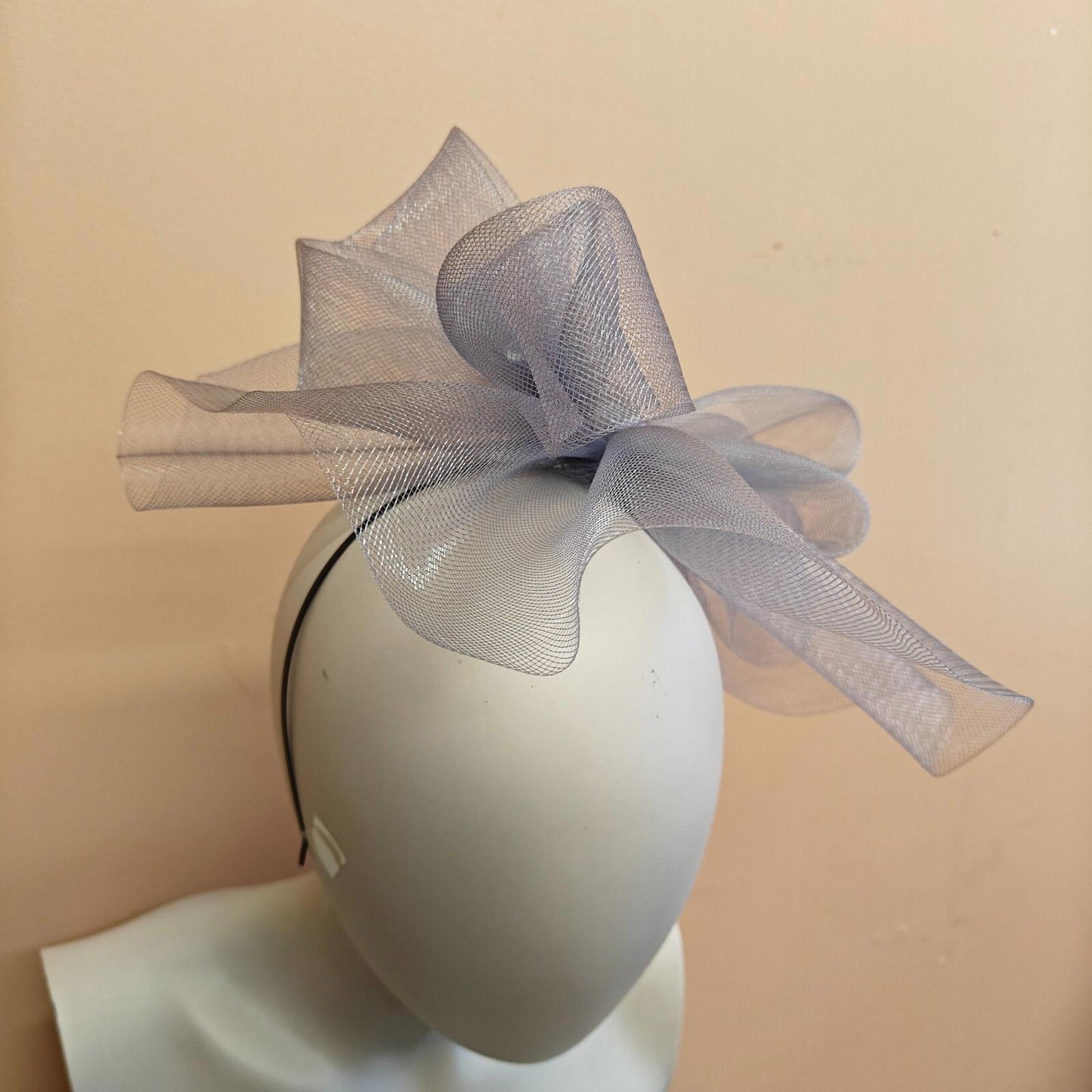 grey fascinator millinery burlesque headband wedding hat ascot race