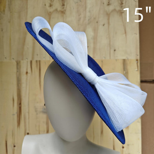blue white fascinator wedding hatinator hat Kentucky Derby Royal Ascot bow