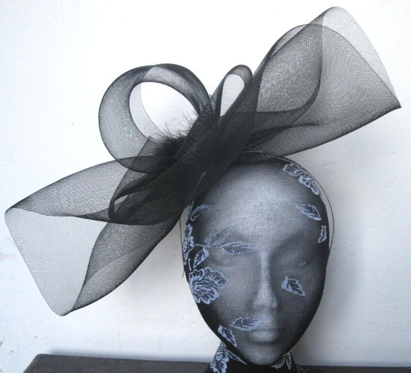 black fascinator millinery burlesque wedding hat hair piece ascot race bridal