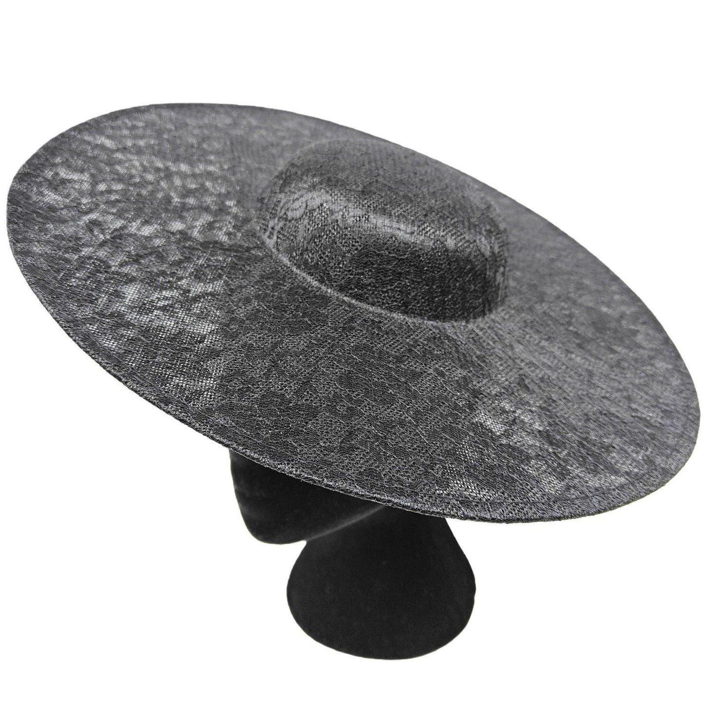 black lace large wide brim DIY fascinator base wedding hat Kentucky Derby Ascot