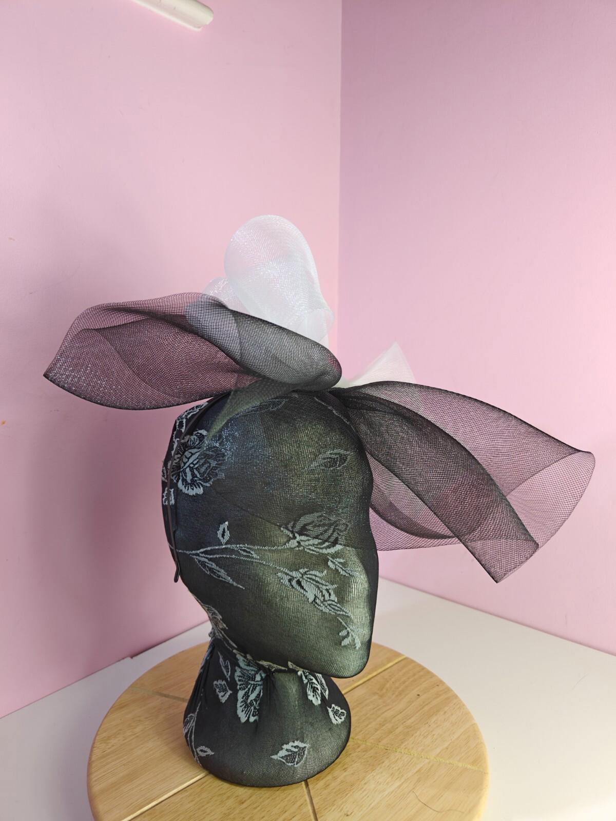 black white fascinator millinery headband derby wedding hat ascot race