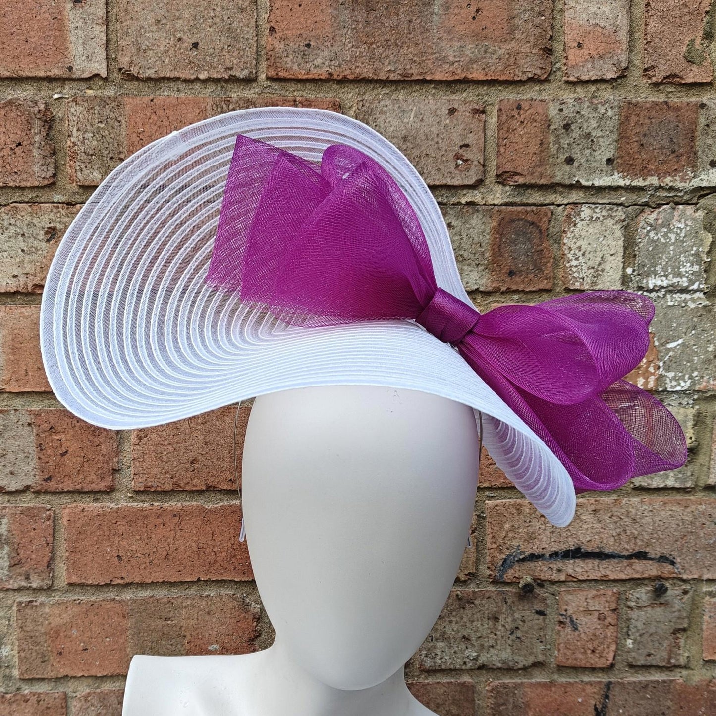 white plum bow crinoline fascinator millinery headband wedding hat party cosplay