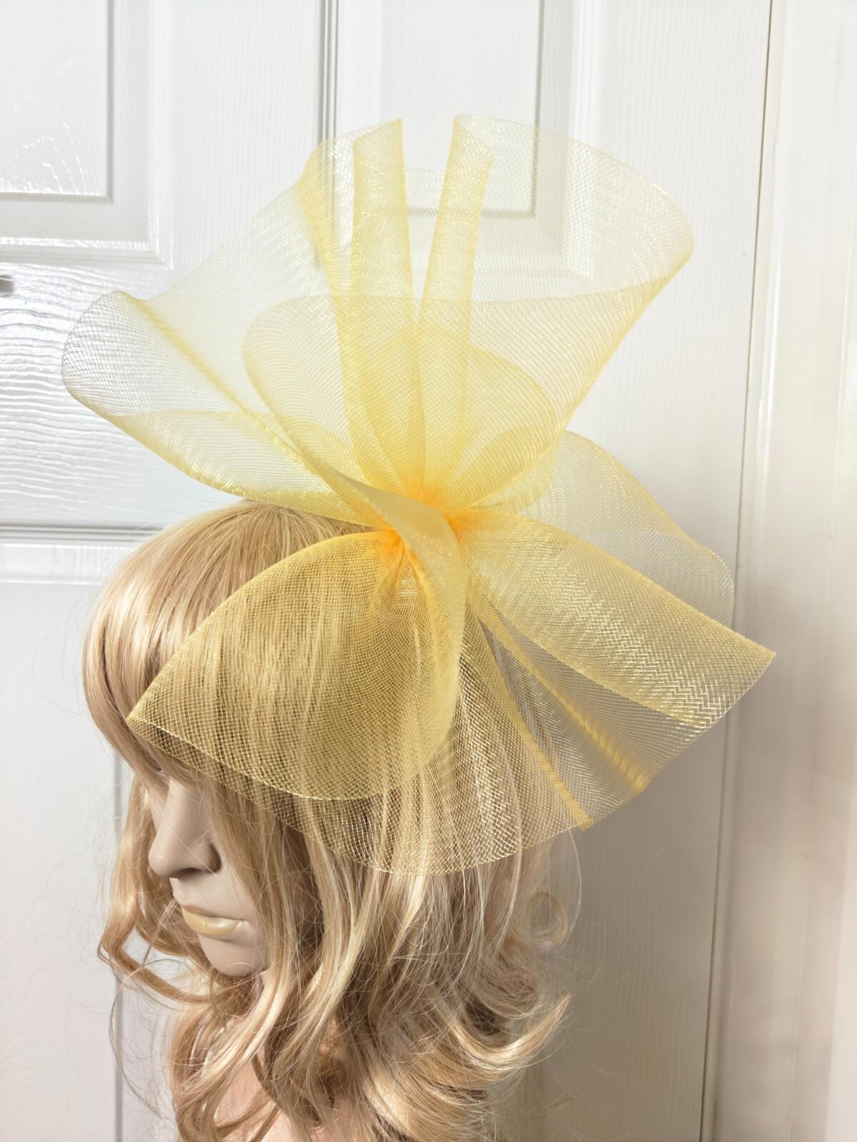 yellow gold fascinator millinery burlesque headband wedding hat ascot race