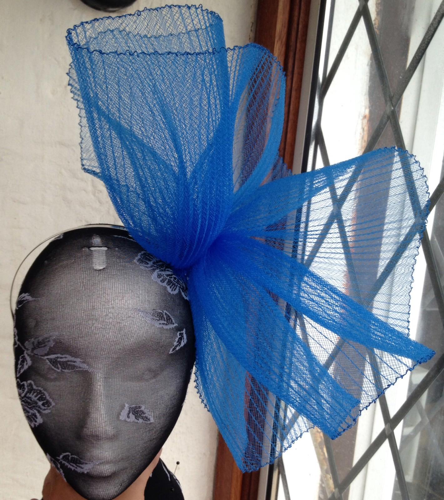 Blue fascinator millinery burlesque wedding hat hair piece ascot race bridal 1