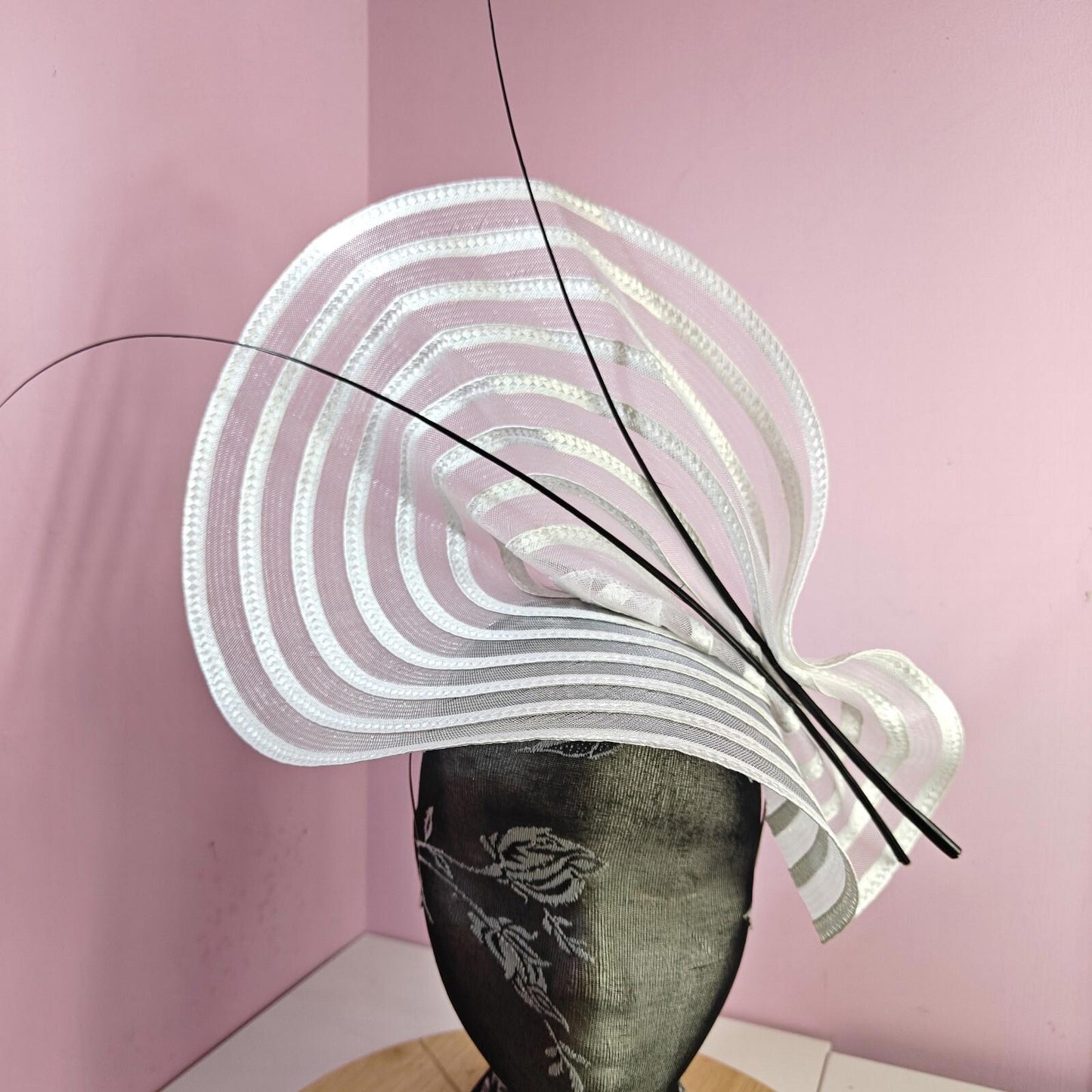 white ostrich quill spine fascinator wedding hat Kentucky Derby Royal Ascot