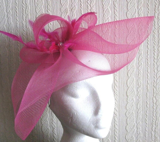 hot pink headband crinoline fascinator millinery hat wedding ascot