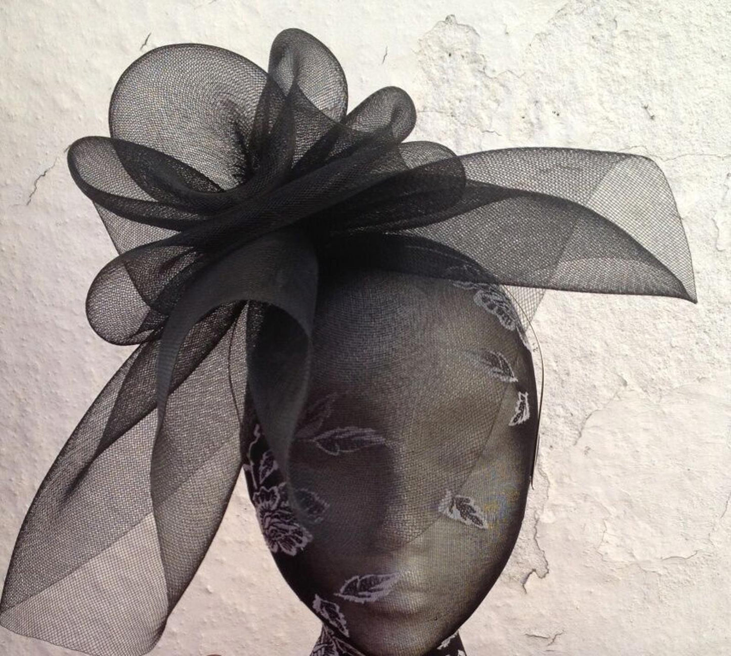 black fascinator millinery burlesque wedding hat hair piece ascot race bridal