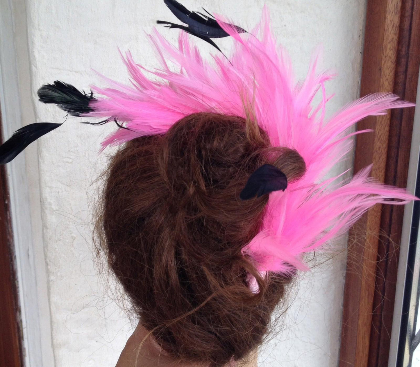 Pink feather comb fascinator millinery bridal wedding hat hair piece race