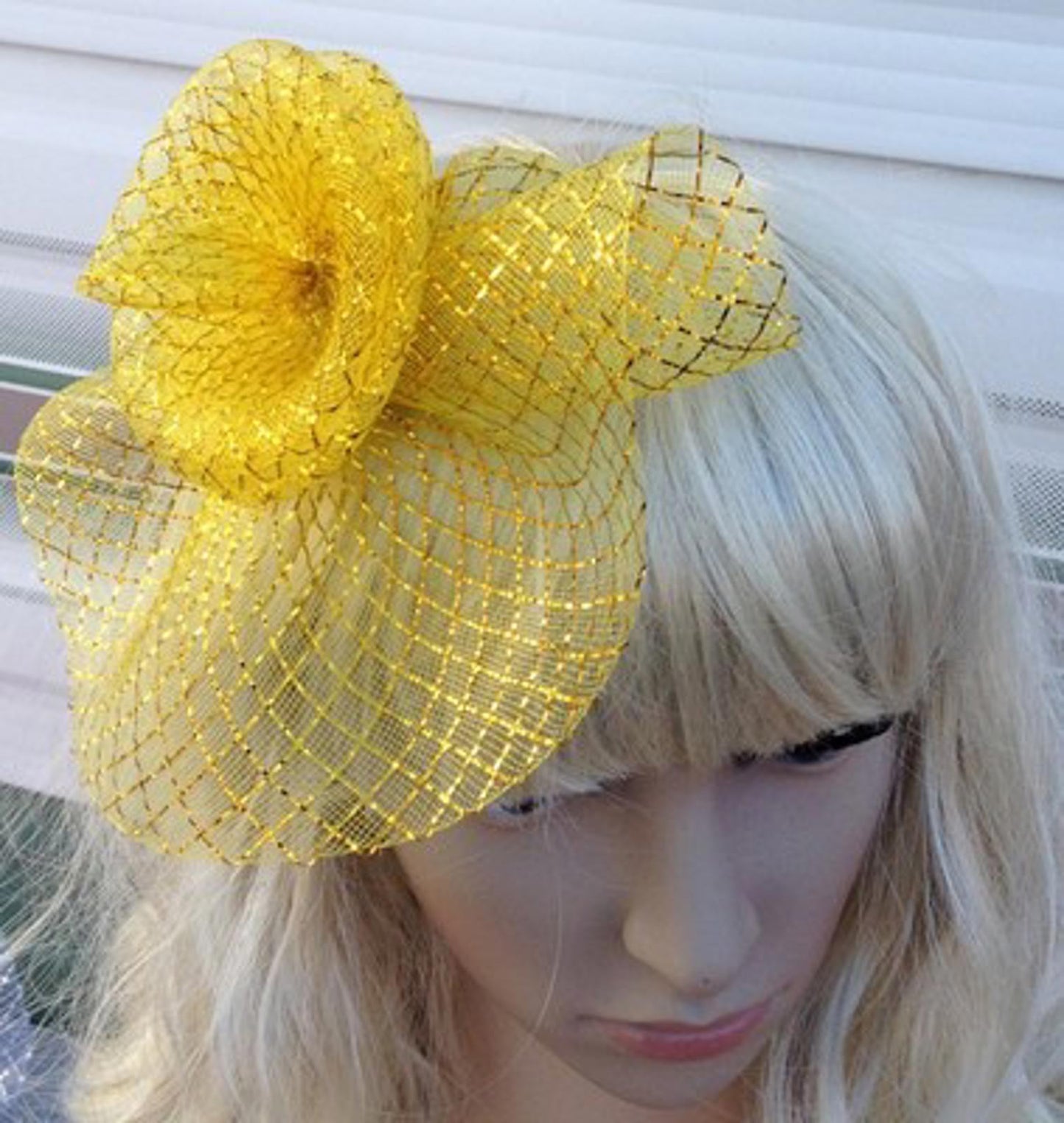 gold fascinator millinery feather brooch clip wedding hat bridal ascot race