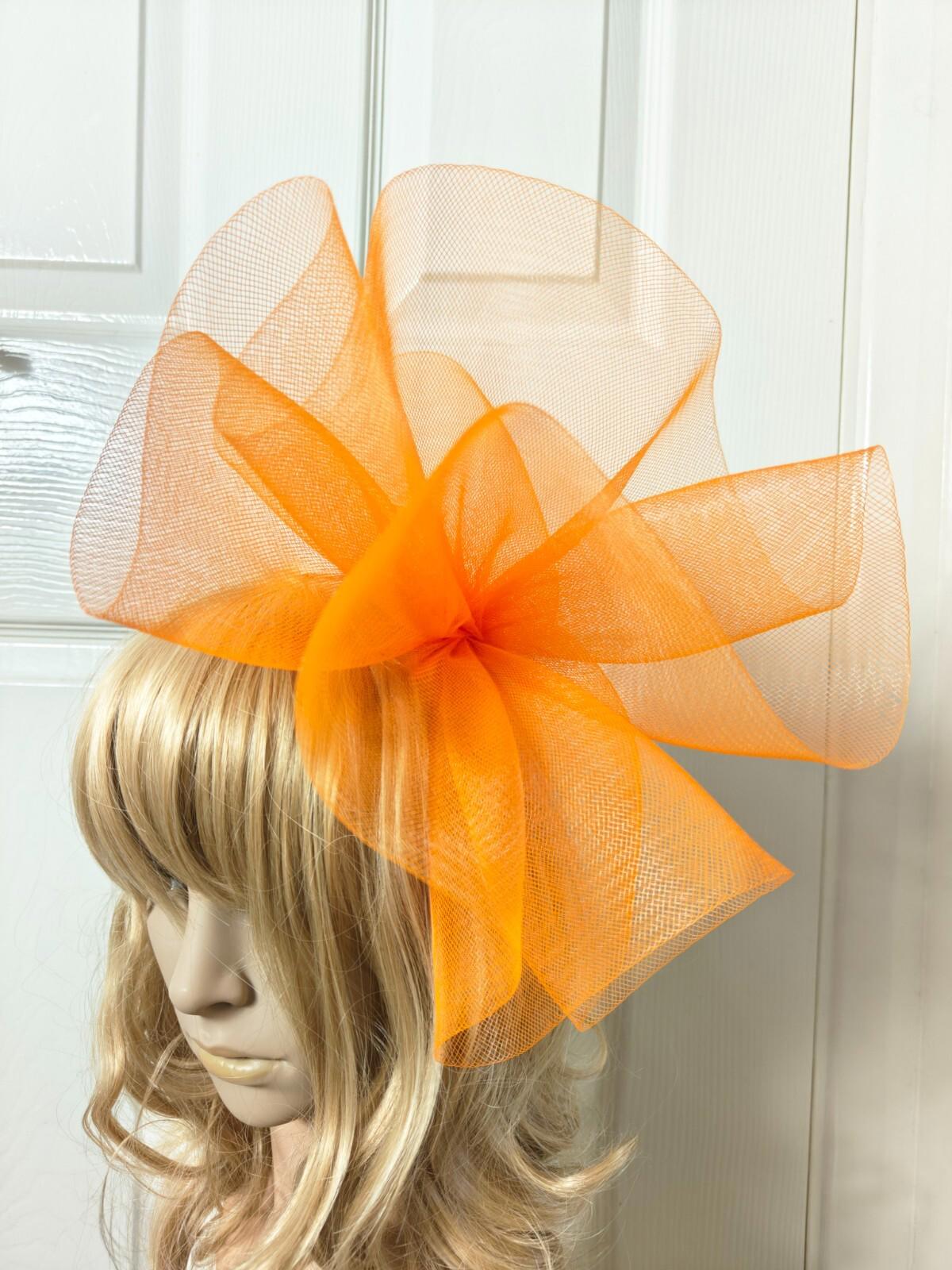 orange fascinator millinery burlesque headband wedding hat ascot race